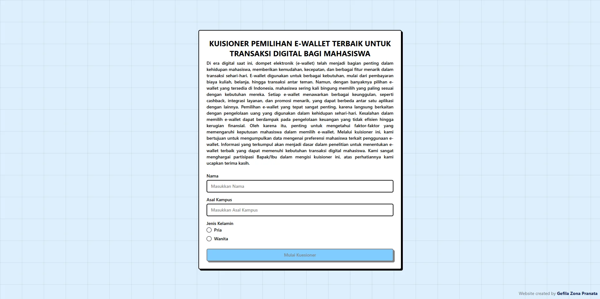Kuesioner E-Wallet